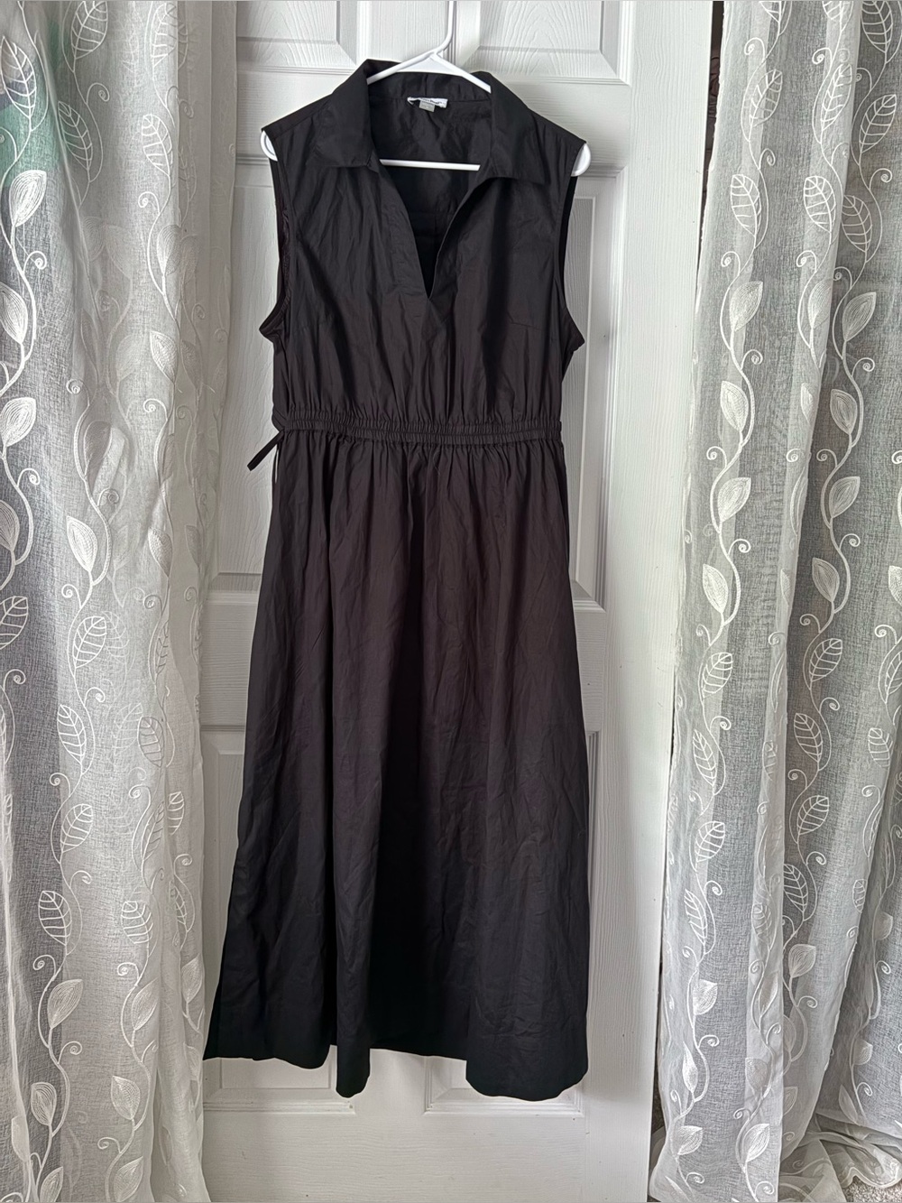 Calvin Klein Cotton Drawstring Sleeveless Midi Dress Classic Collard size 14